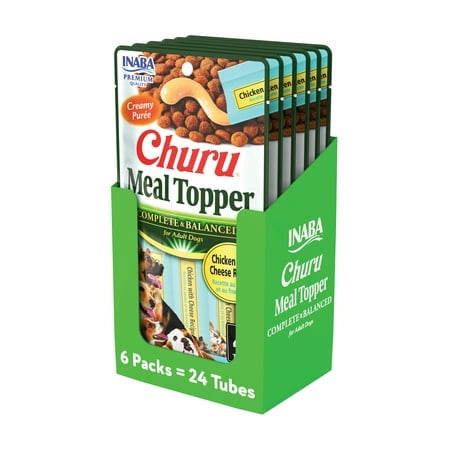 Inaba Churu Complete and Balanced Chicken and Cheese Dog Food Meal Topper Pouch 0.5 Oz - 4 Pack - Case of 6