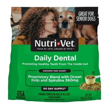Nutri-Vet Daily Dental Powder with Kelp and Spirulina Supplemental Dog Food Topper - 2.65 Oz - 90 Day Supply Default Title