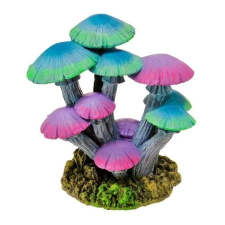 Blue Ribbon Exotic Environments Mushroom Tall Glow Garden Aquarium Ornament - Large