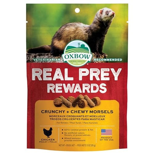 Oxbow Real Prey Rewards Chicken Recipe Ferret Formula Crunchy and Chewy Small Animal Treats - 3 Oz