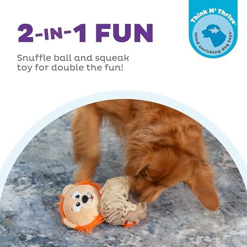 Outward Hound Nina Ottosson Stuff N' Snuffle Lion Treat-Hiding Squeak and Plush Dog Toy