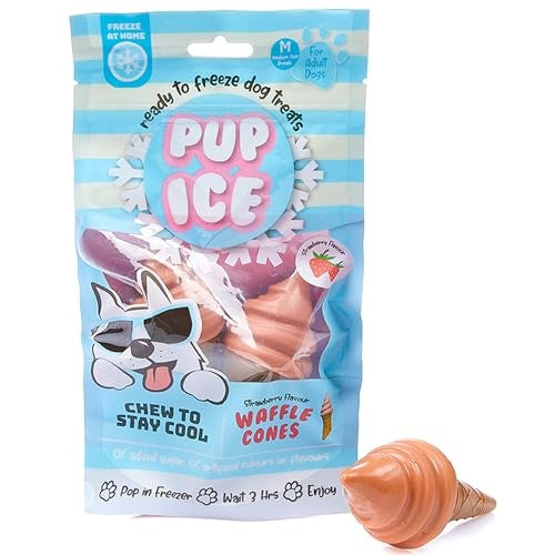 Ethical SPOT Pup Ice Ready-to-Freeze Strawberry Waffle Cone with Chicken Dog Treats - 2 Pack Default Title