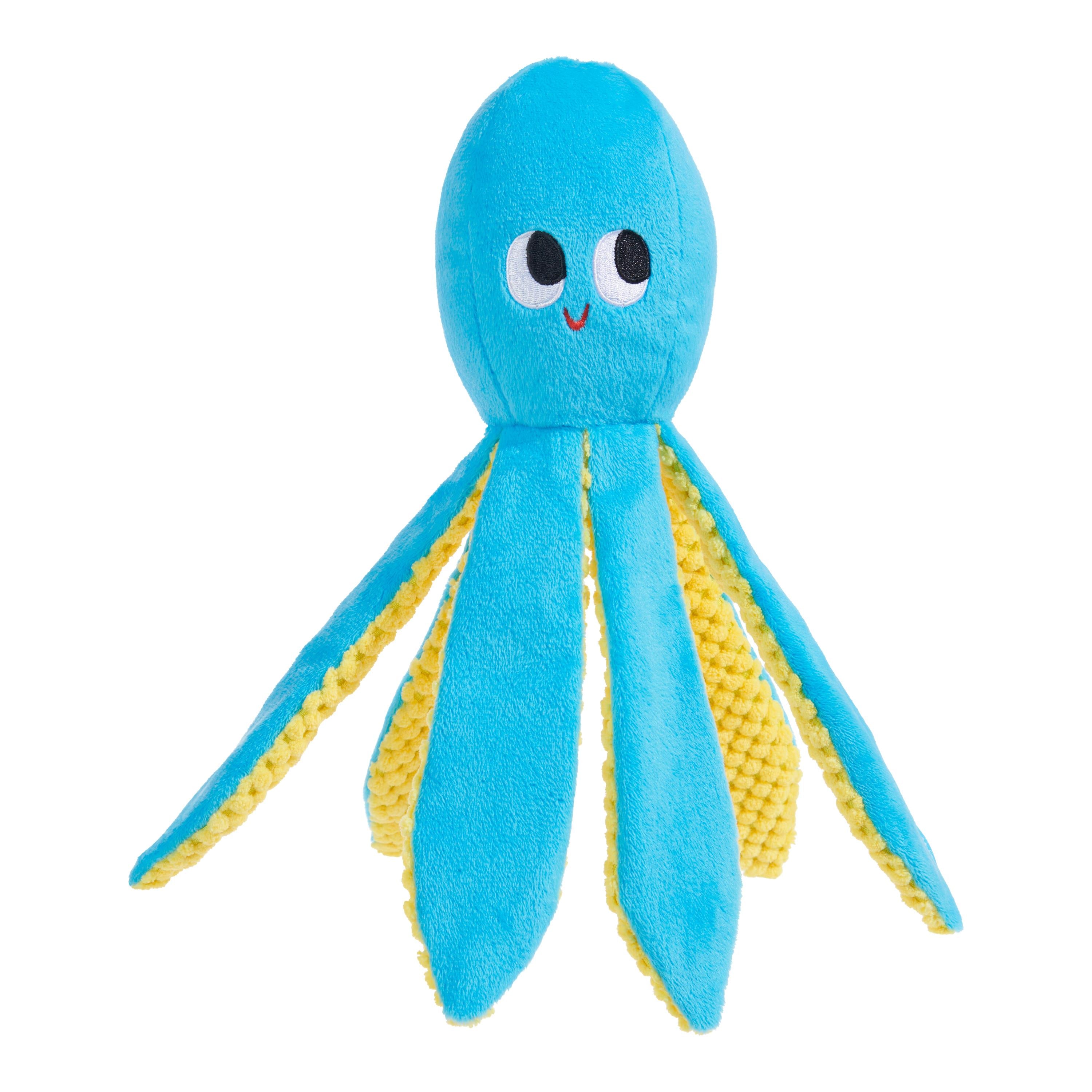 Bark Box Otto Octopus Spikey Ball Squeak and Plush Dog Toy - Blue
