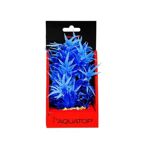 Aquatop Vibrant Cannabis Plant Aquarium Décor Blue 6 Inch