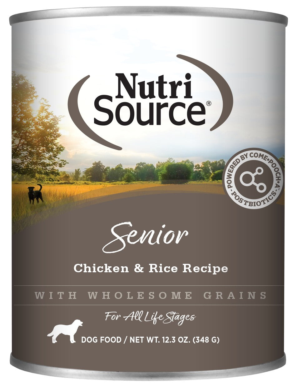 Nutrisource Chicken and Rice with Wholesome Grains Senior Adult Canned Dog Food - 12.3 Oz - Case of 12