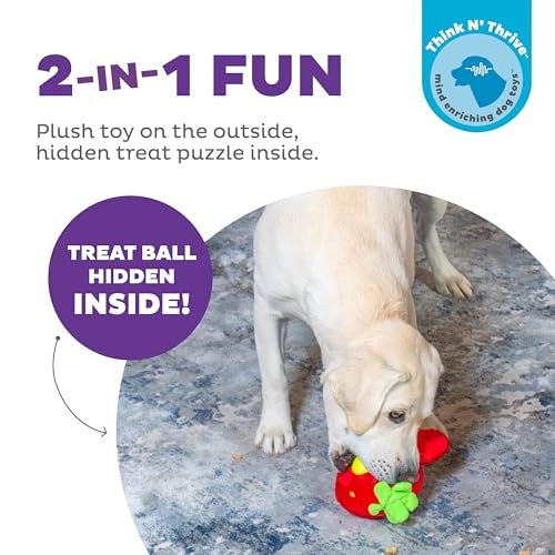 Outward Hound Nina Ottosson Fruity Findz Treat-Dispensing Puzzle Ball Soft Dog Toy with Inner Ball