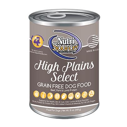 Nutrisource Grain-Free High Plains Select Beef Pork Lamb Venison Canned Dog Food - 13 Oz - Case of 12