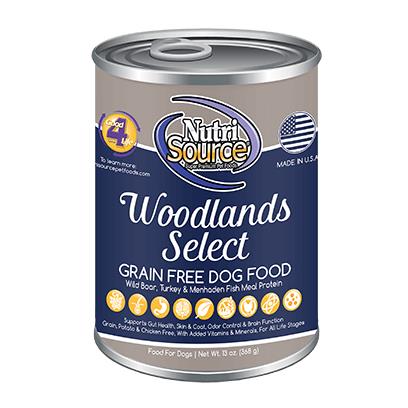 Nutrisource Grain-Free Woodlands Select with Wild Boar Turkey and Fish Canned Dog Food - 13 Oz - Case of 12