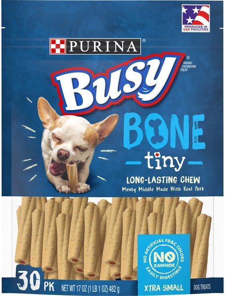 Purina Original Busy Bone with Real Meat Pork Hard Chews Dog Treats - Tiny - 17 Oz - Case of 4