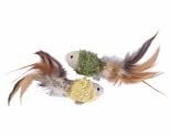 Kong Natural Fish Crinkle and Feather Plush Catnip Cat Toys - 2 Pack  