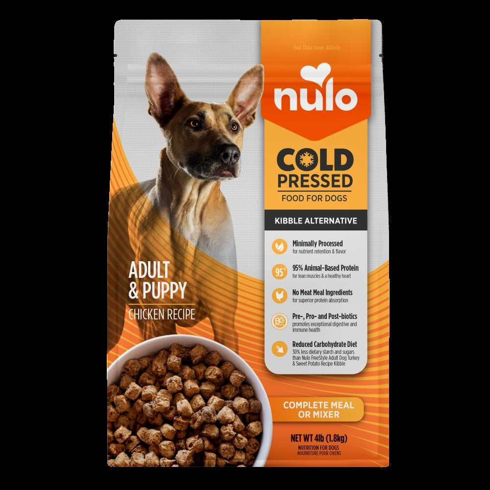 Nulo Cold Pressed Chicken Recipe Kibble Alternative Meal and Mixer Puppy and Adult Dry Dog Food - 4 Lbs - Case of 4