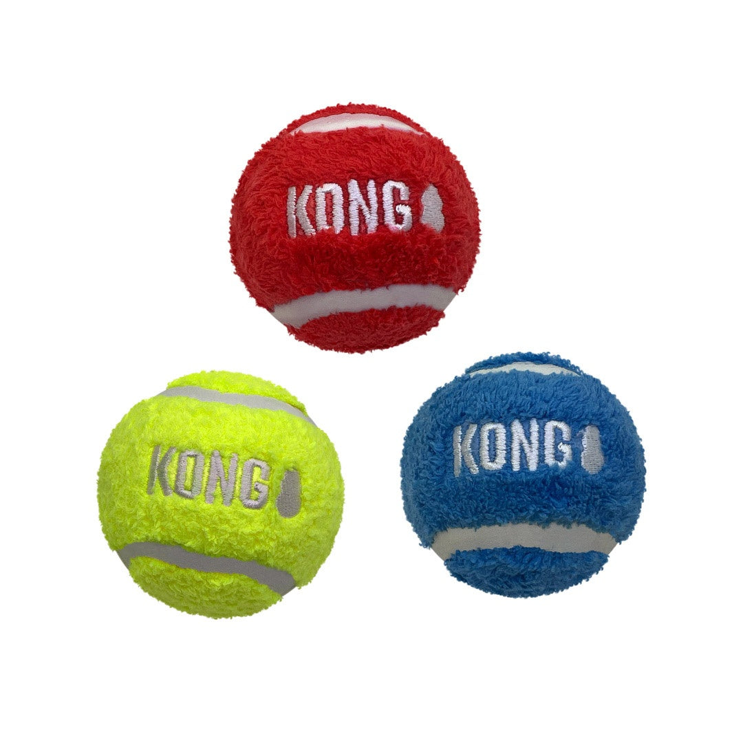 Kong Sport Softies Ball Non-Squeak Sherpa Fleece Covered Tennis Balls Fetch Dog Toys - Medium - 2.5 Inch - 5 Pack