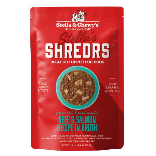 Stella and Chewy's Stella's Shredders Beef and Salmon in Broth Wet Dog Food Topper - 2.8 Oz - Case of 24 Default Title