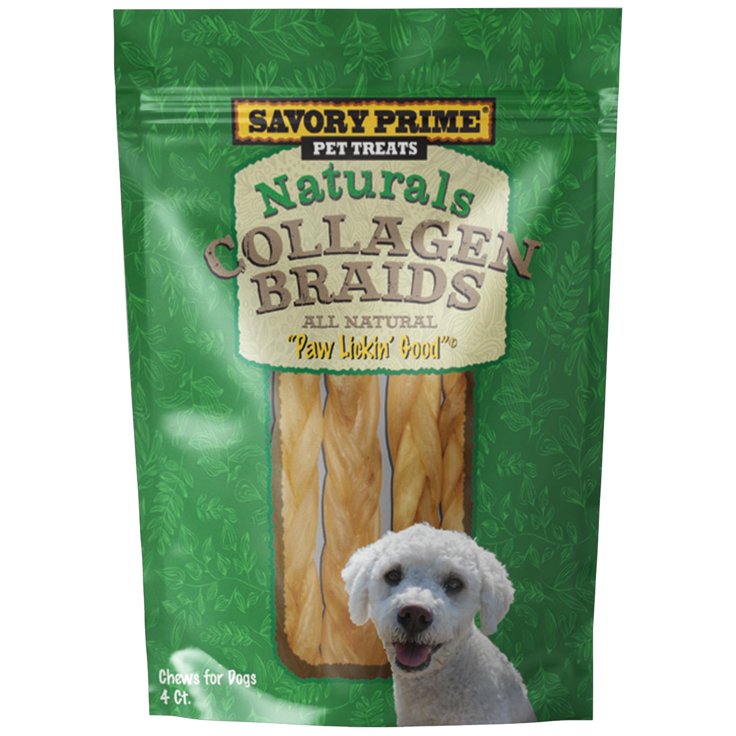 Savory Prime Naturals Collagen Braided Sticks Natural Dog Chews - 6 Inch - 4 Count Default Title