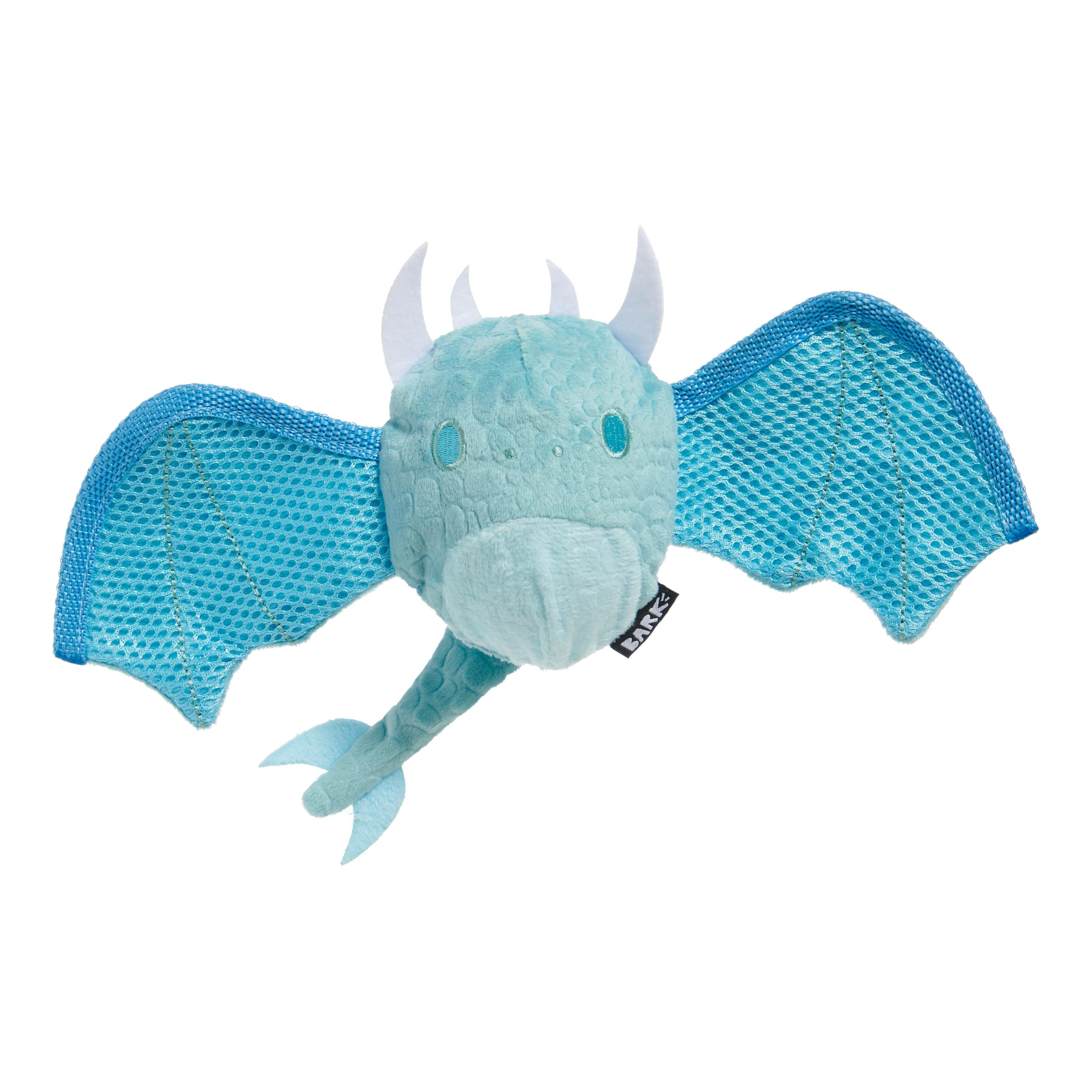 Bark Box Super Chewer Brrrtha The Dragon Rubber Core Squeak and Nylon Plush Dog Toy - Small