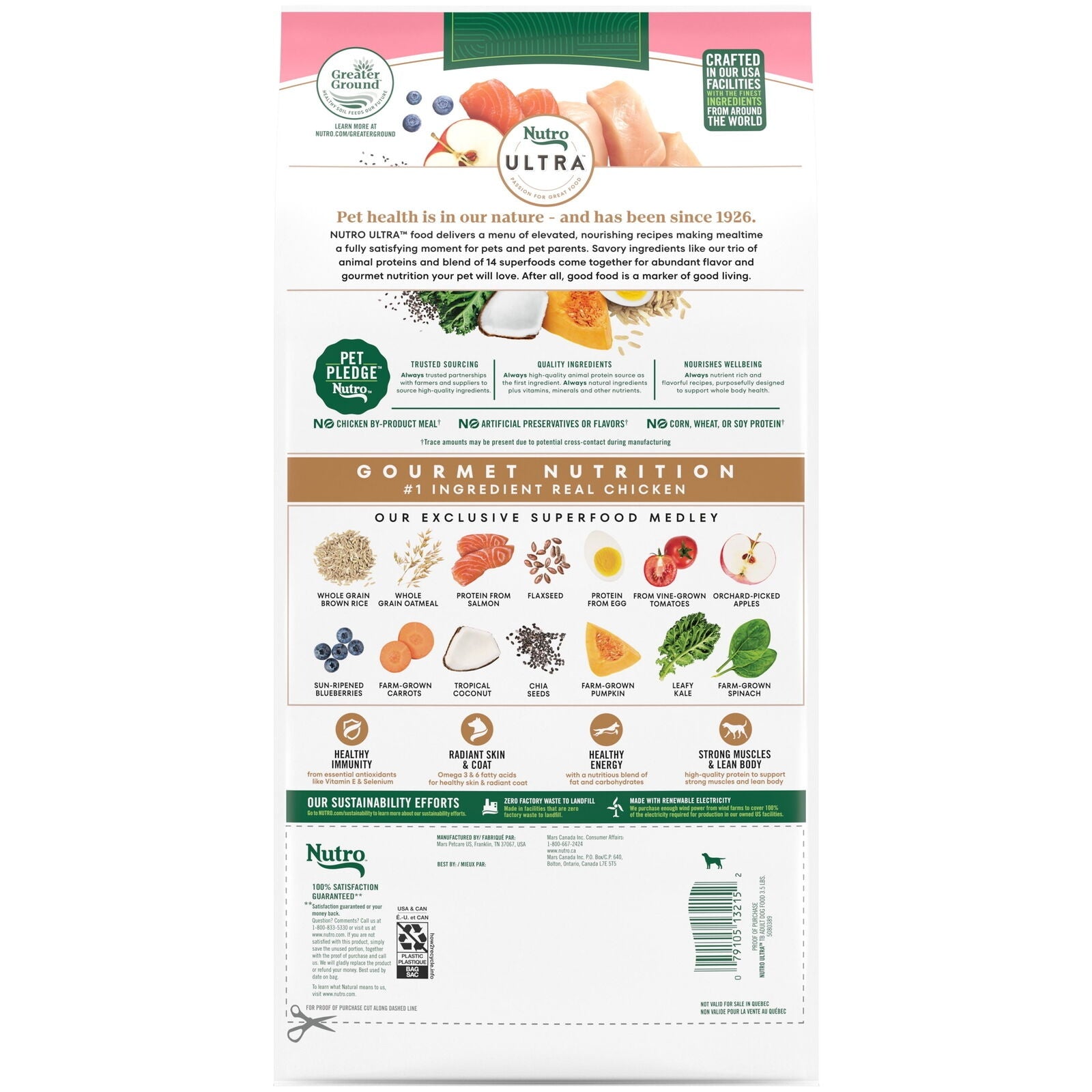 Nutro Ultra-High Protein Superfood Plate Chicken Lamb Salmon Toy-Breed Adult Dry Dog Food - 3.5 Lbs