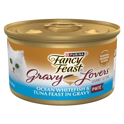 Purina Fancy Feast Gravy Lovers Whitefish and Tuna Gourmet Pate in Gravy Canned Cat Food - 3 Oz - Case of 24 Default Title