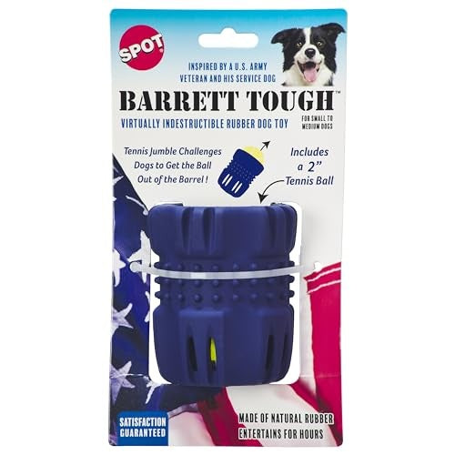 Ethical SPOT Barret Tough Tennis Jumble Barrel and Ball Combo Puzzle Dog Toy - Blue - Small