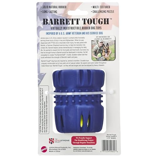 Ethical SPOT Barret Tough Tennis Jumble Barrel and Ball Combo Puzzle Dog Toy - Blue - Small