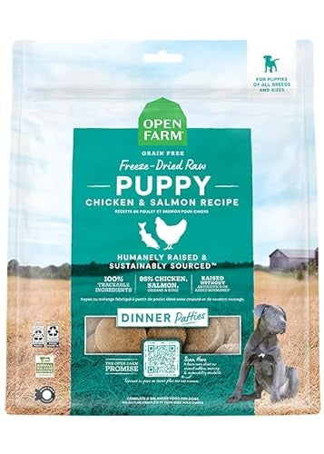 Open Farm Chicken and Salmon Patties Puppy Freeze-Dried Raw Dog Food - 10.5 Oz - Case of 4