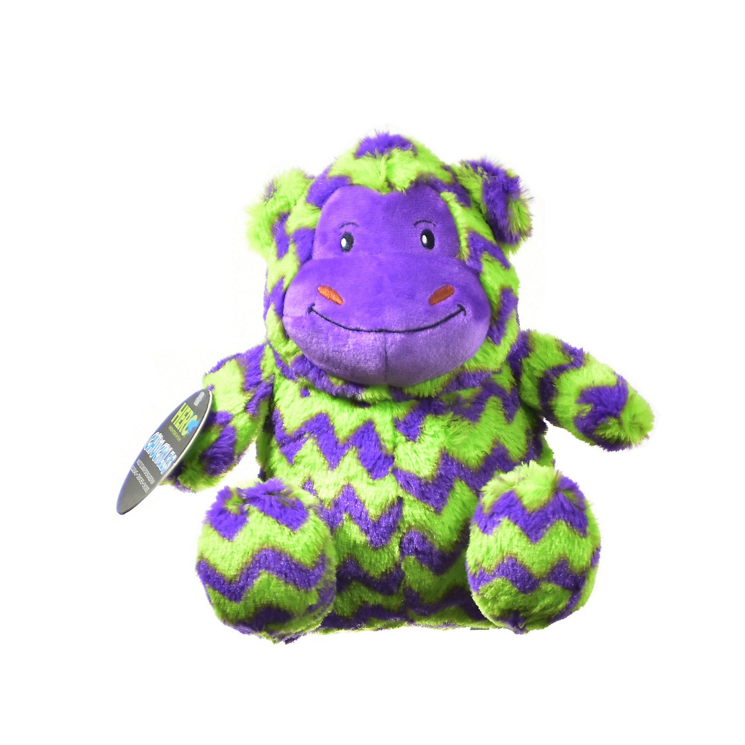 Hero Chuckles Multi-Sound Squeaker Monkey Plush Dog Toy - Green and Purple - Large