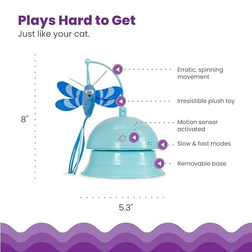 Outward Hound Catstages 2-In-1 Flutter-Dome Electronic Spinning Butterfly Interactive Cat Toy