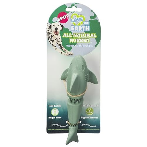 Ethical SPOT Love The Earth Shark Natural Rubber Dental Chew Dog Toy - 7 Inch