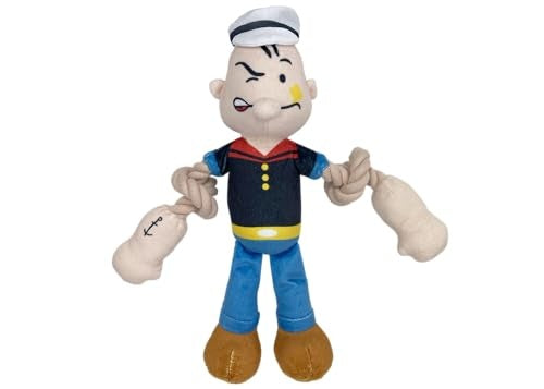 Multipet Popeye The Sailor with Rope Arms Squeak and Plush Dog Toy - 12 Inch