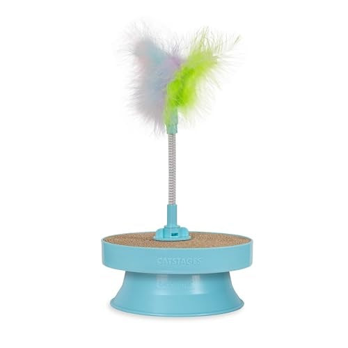 Outward Hound Catstages 2-In-1 Spring and Scratcher Stand-alone Nail-Grooming Interactive Cat Toy