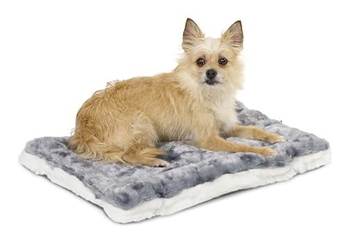 Midwest Homes Reversible Spotted Rectangular Dog Bed or Crate Mat - Gray - Small - L:24 X W:16.2 X H:2.4 Inch