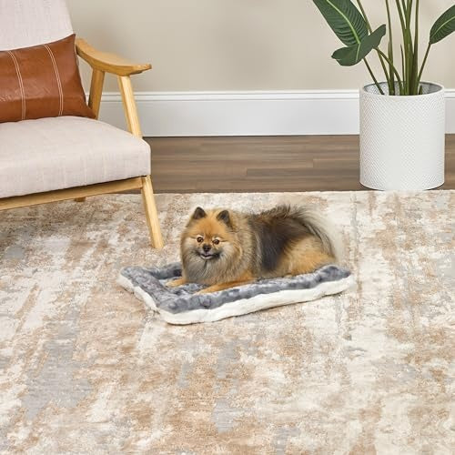 Midwest Homes Reversible Spotted Rectangular Dog Bed or Crate Mat - Gray - Small - L:24 X W:16.2 X H:2.4 Inch