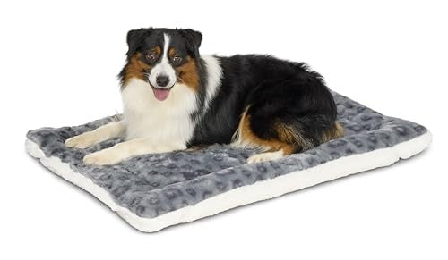 Midwest Homes Reversible Spotted Rectangular Dog Bed or Crate Mat - Gray - X-Large - L:42 X W:26.7 X H:3.15 Inch