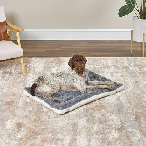 Midwest Homes Reversible Spotted Rectangular Dog Bed or Crate Mat - Gray - X-Large - L:42 X W:26.7 X H:3.15 Inch