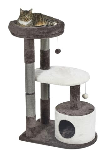 Midwest Homes Feline Alden 3-Level Cat Tree Furniture - Mocha/Cream - Medium - L:20.9 X W:30.9 X H:40.6 Inch Default Title