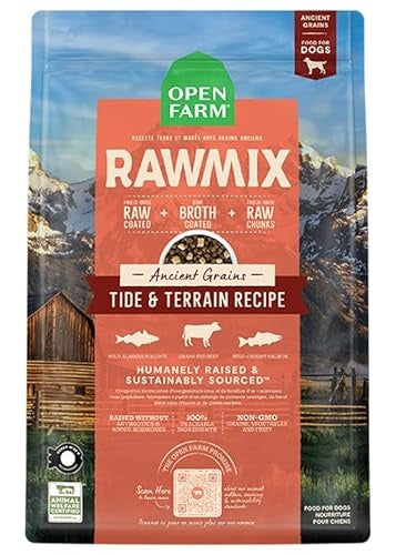 Open Farm RawMix Tide and Terrain with Ancient Grains Beef Pollock Salmon Freeze-Dried Raw and Broth Coated Dry Dog Food - 3.5 Lbs - Case of 6