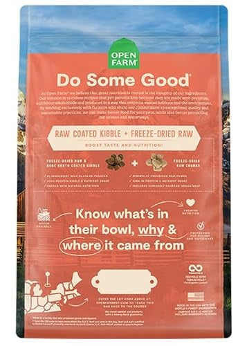 Open Farm RawMix Tide and Terrain with Ancient Grains Beef Pollock Salmon Freeze-Dried Raw and Broth Coated Dry Dog Food - 3.5 Lbs - Case of 6