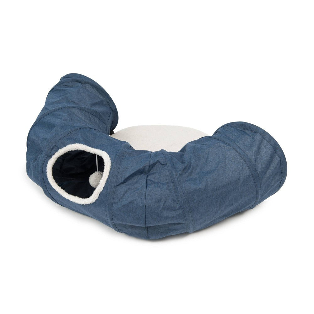 Catit Vesper Portable Cat Tunnel and Lounging Pad - Blue