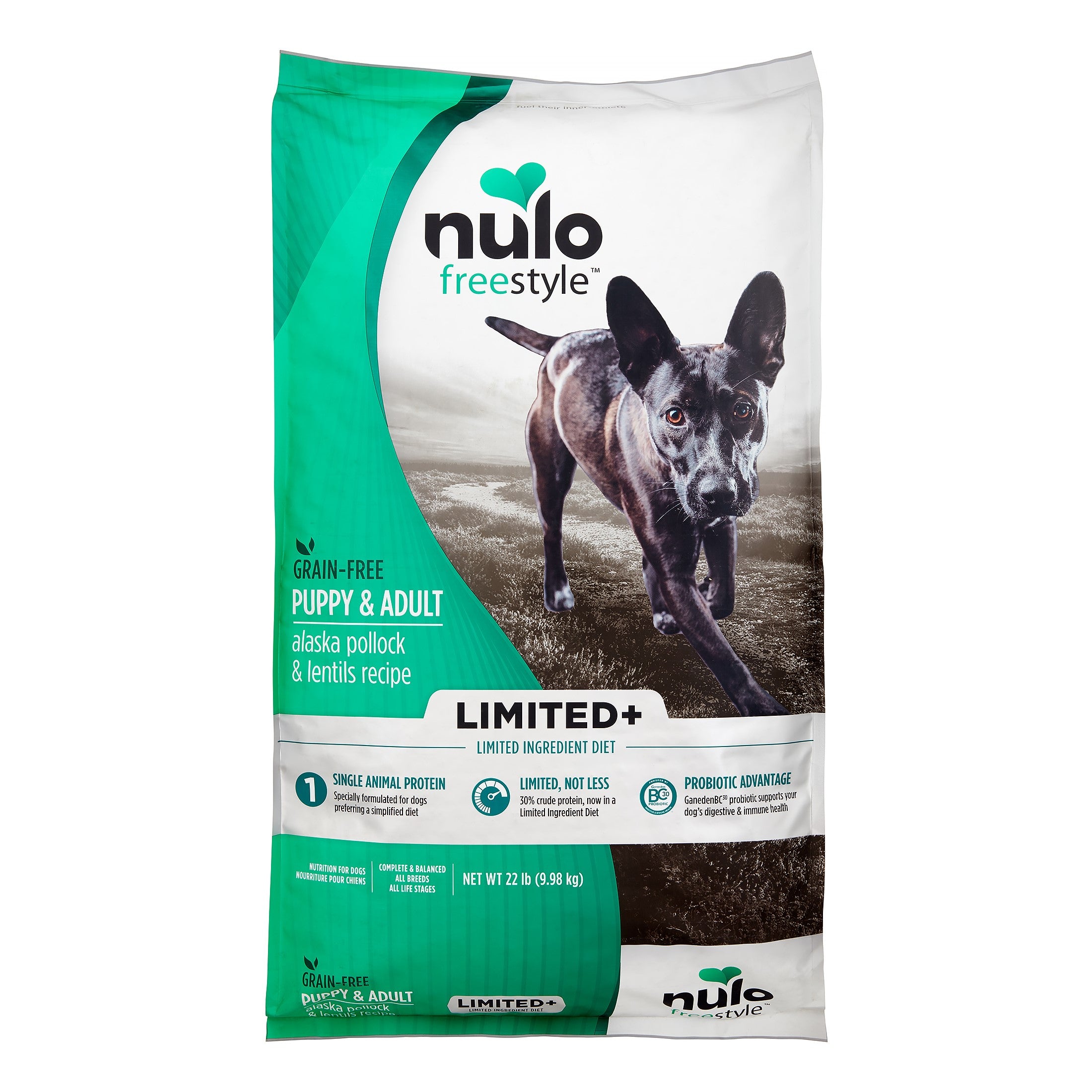 Nulo Freestyle Grain-Free Limited Ingredient Alaskan Pollock and Lentils Puppy and Adult Dry Dog Food 22 Pounds