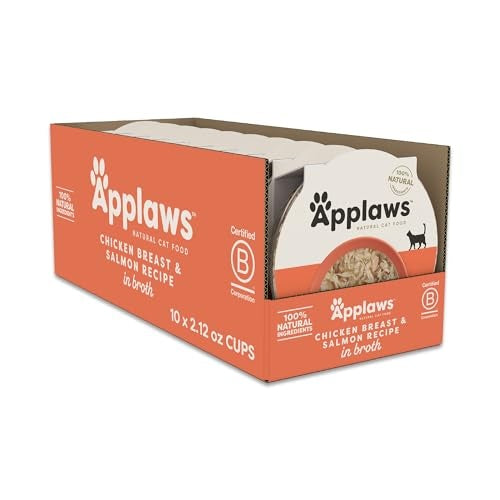 Applaws Natural Grain-Free Limited Ingredient Chicken Breast and Salmon in Broth Wet Cat Food Trays - 2.12 Oz - Case of 10 Default Title