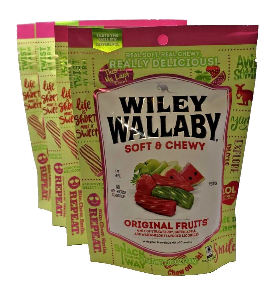 Wiley Wallaby Original Fruits Licorice Real Fruit Soft and Chewy Dog Treats - 7.05 Oz - Case of 12