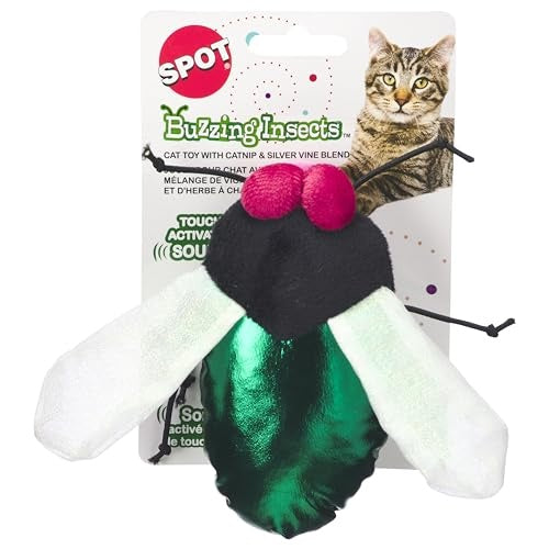 Ethical SPOT Buzzing Fly Insect Catnip Touch and Sound Activated Teaser Cat Toy - 5 Inch