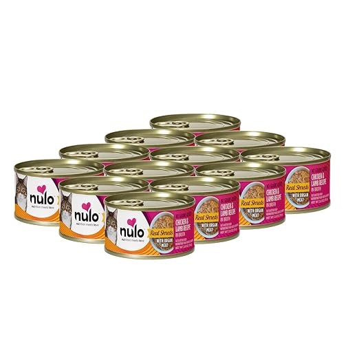 Nulo Grain-Free Real Shreds Chicken and Lamb in Broth Kitten and Adult Canned Cat Food 2.8 Oz - Case of 12