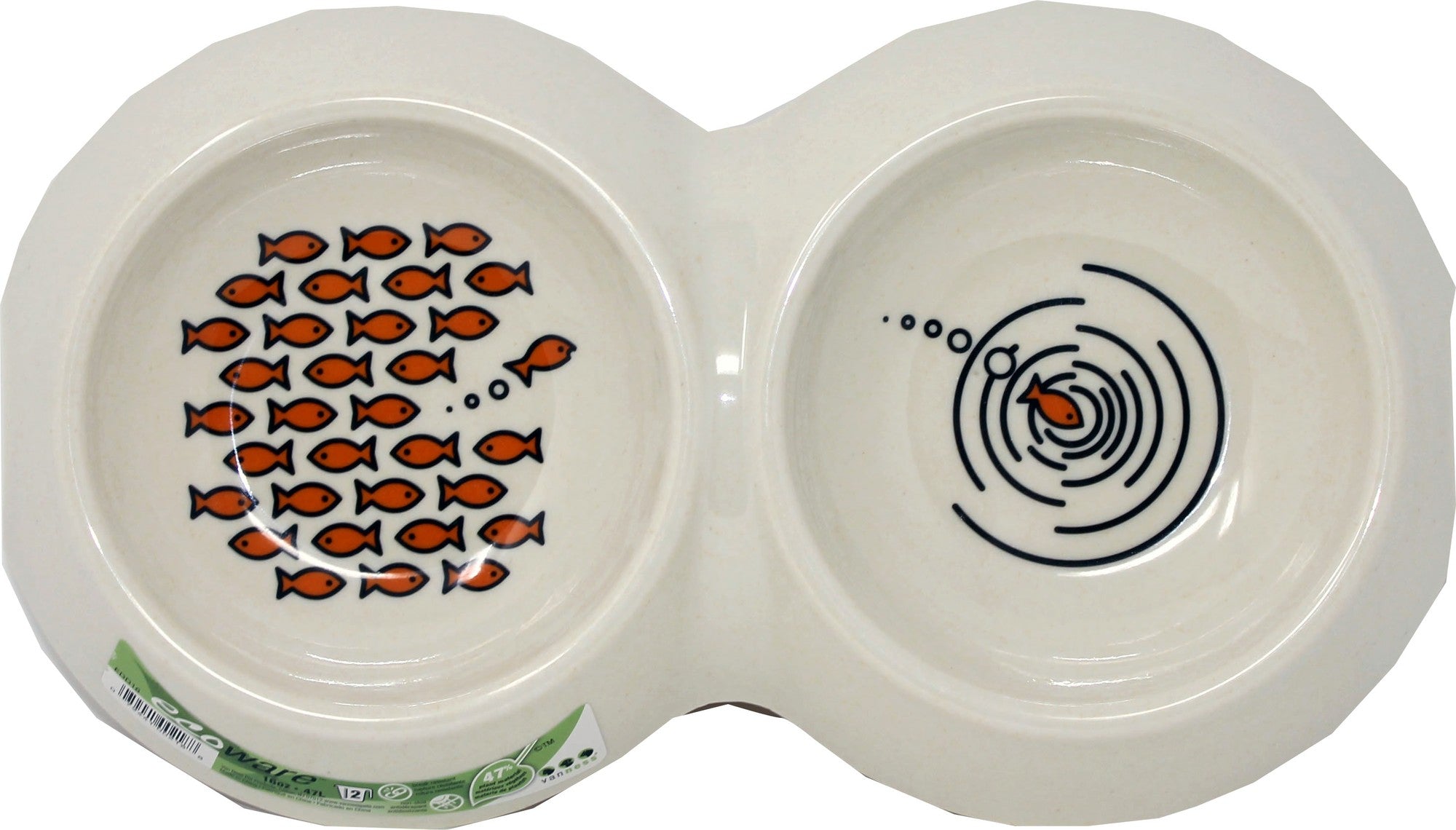 Van Ness EcoWare Non-Skid Double Dish Whisker Friendly Dual 8 Ounce Food and Water Cat Bowl - Small - 16 Oz Default Title