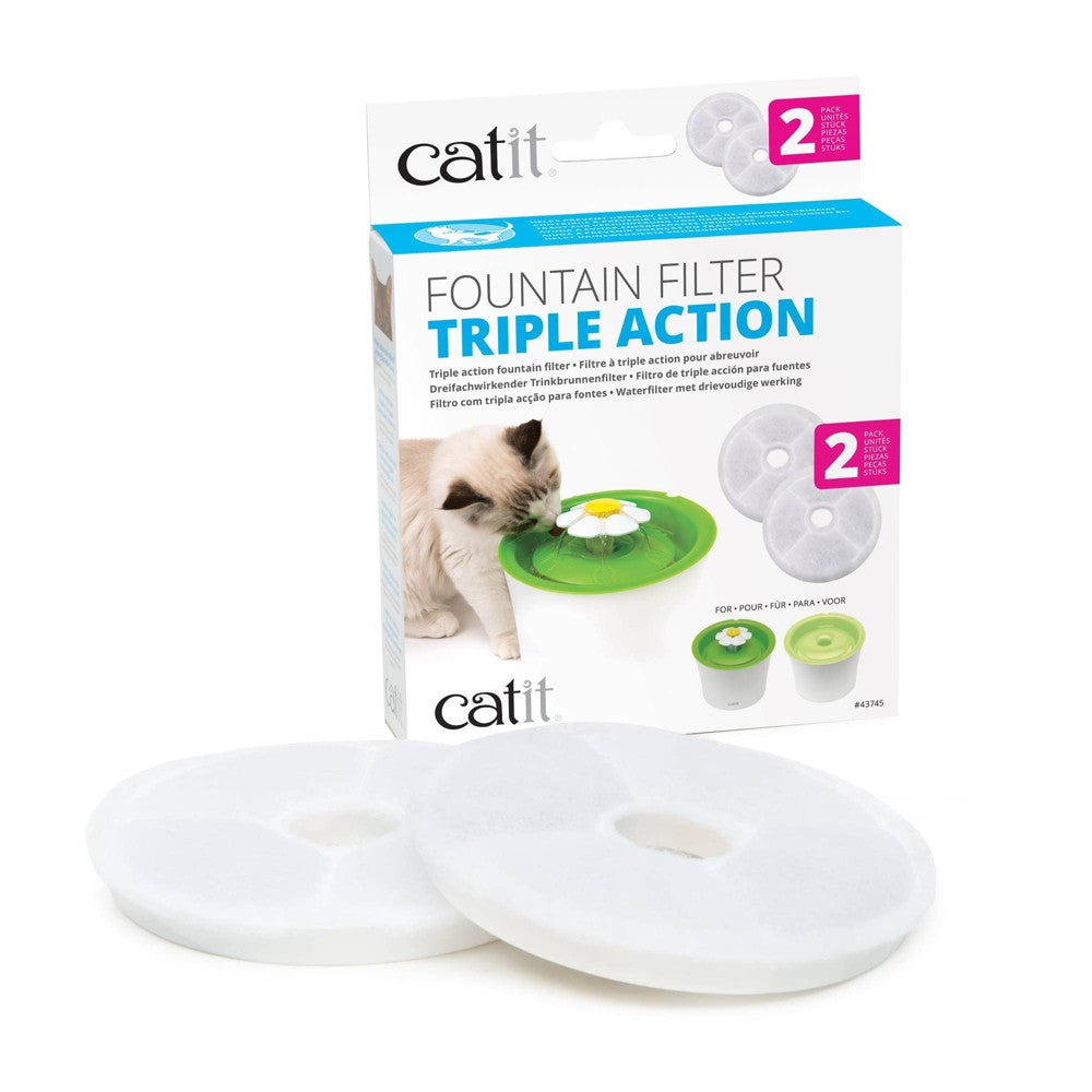 Catit 2.0 Triple Action Water Softner Replacement Filter for Catit Water Fountains - 2 Pack