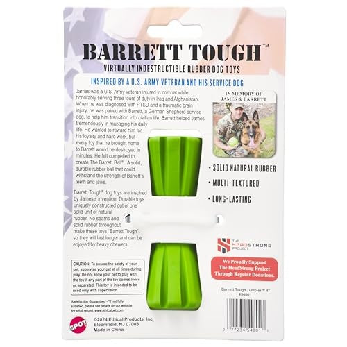 Ethical SPOT Barret Tough Tumbler Fetch and Chew Rubber Dog Toy - 4 Inch