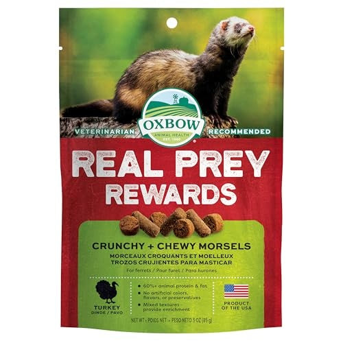 Oxbow Real Prey Rewards Turkey Recipe Ferret Formula Crunchy and Chewy Small Animal Treats - 3 Oz