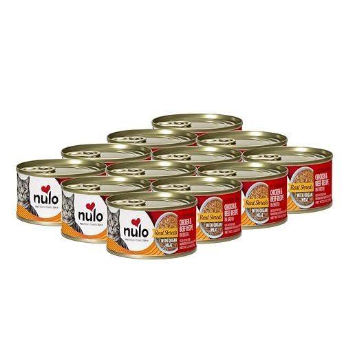 Nulo Grain-Free Real Shreds Chicken and Beef in Broth Kitten and Adult Canned Cat Food 2.8 Oz - Case of 12