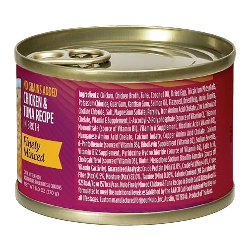 Nulo Grain-Free Finely Minced Chicken and Tuna in Broth Kitten and Adult Canned Cat Food