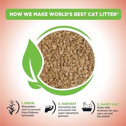 World's Best Cat Litter Poop Fighter Odor Defense Dust-Free Clumping Lemongrass Scented Corn Cat Litter - Case of 4