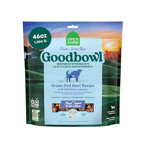 Open Farm Goodbowl Grass-Fed Beef with Wholesome Grains Freeze-Dried Raw Dog Food or Topper - 46 Oz - Case of 4
